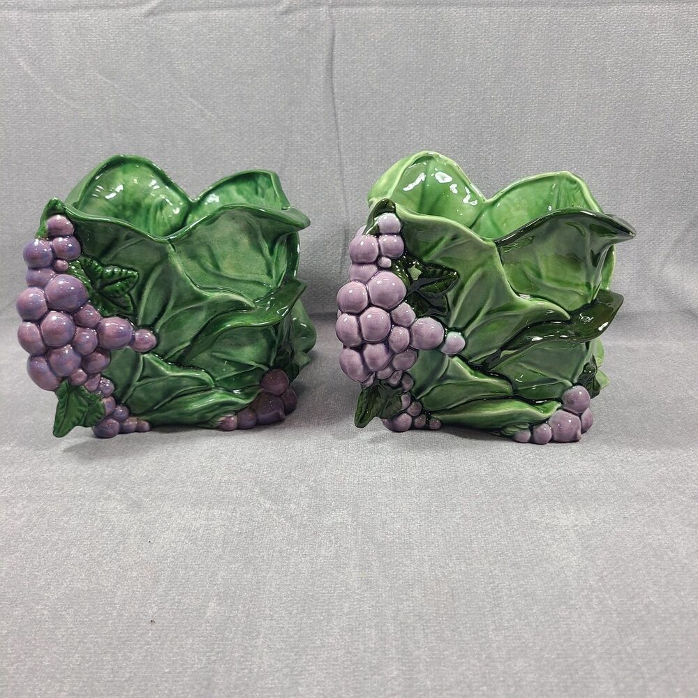 Vintage One Of A Kind Grape And Leaf Design Planter/Planters Studio Pottery 6x6
